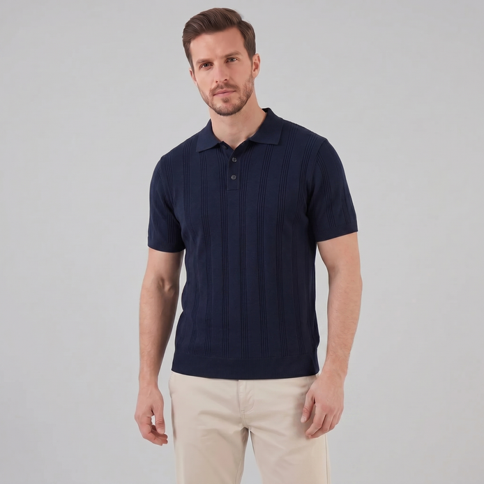 Herren Vertikal Gestreiftes Strickpolo