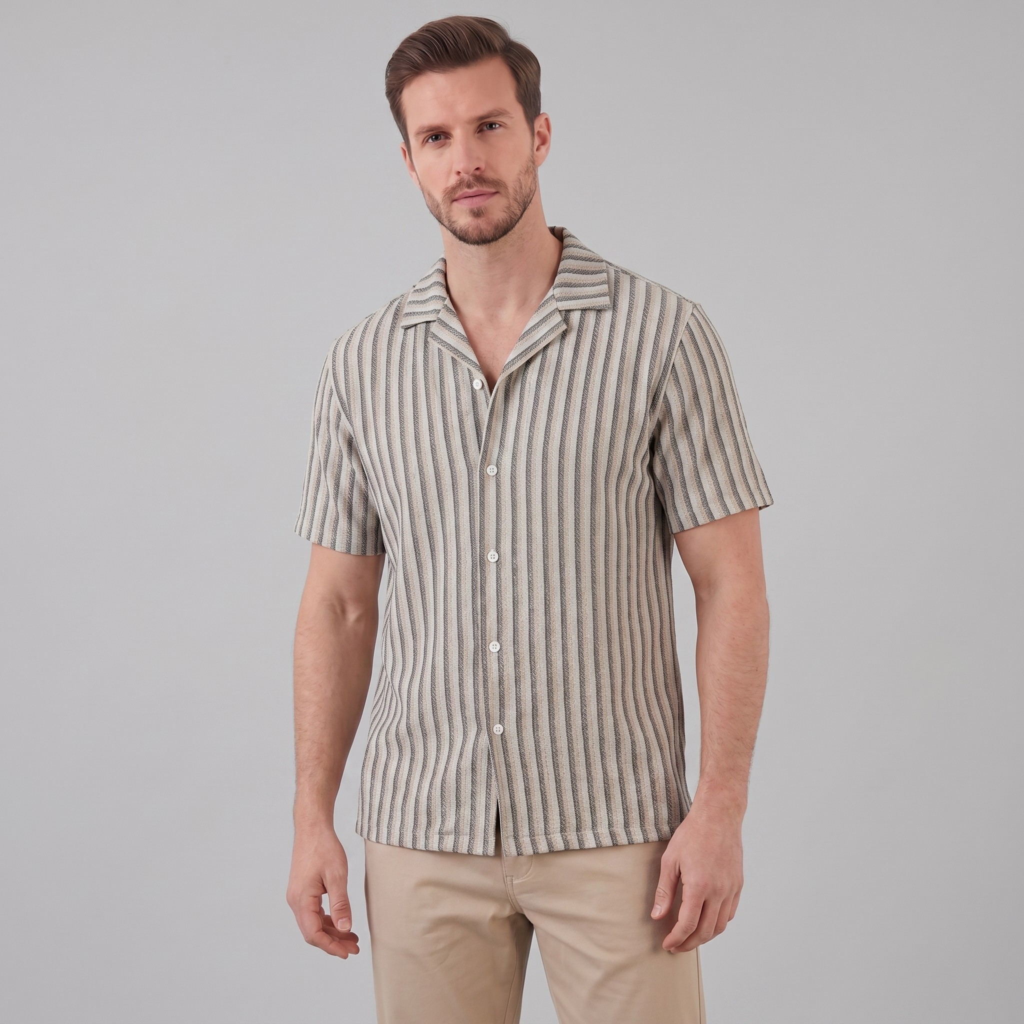 Herren Strickshirt Mit Vertikalen Streifen