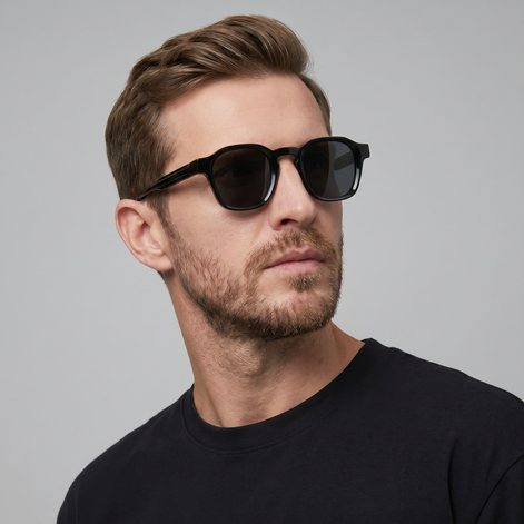 Herren Vintage Quadratische Sonnenbrillen Mit Dunklen Gläsern
