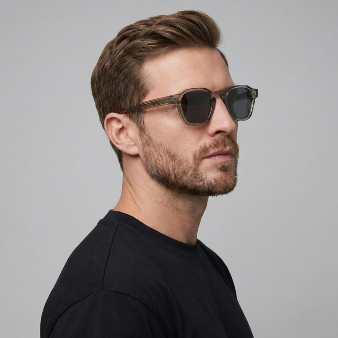 Herren Vintage Quadratische Sonnenbrillen Mit Dunklen Gläsern