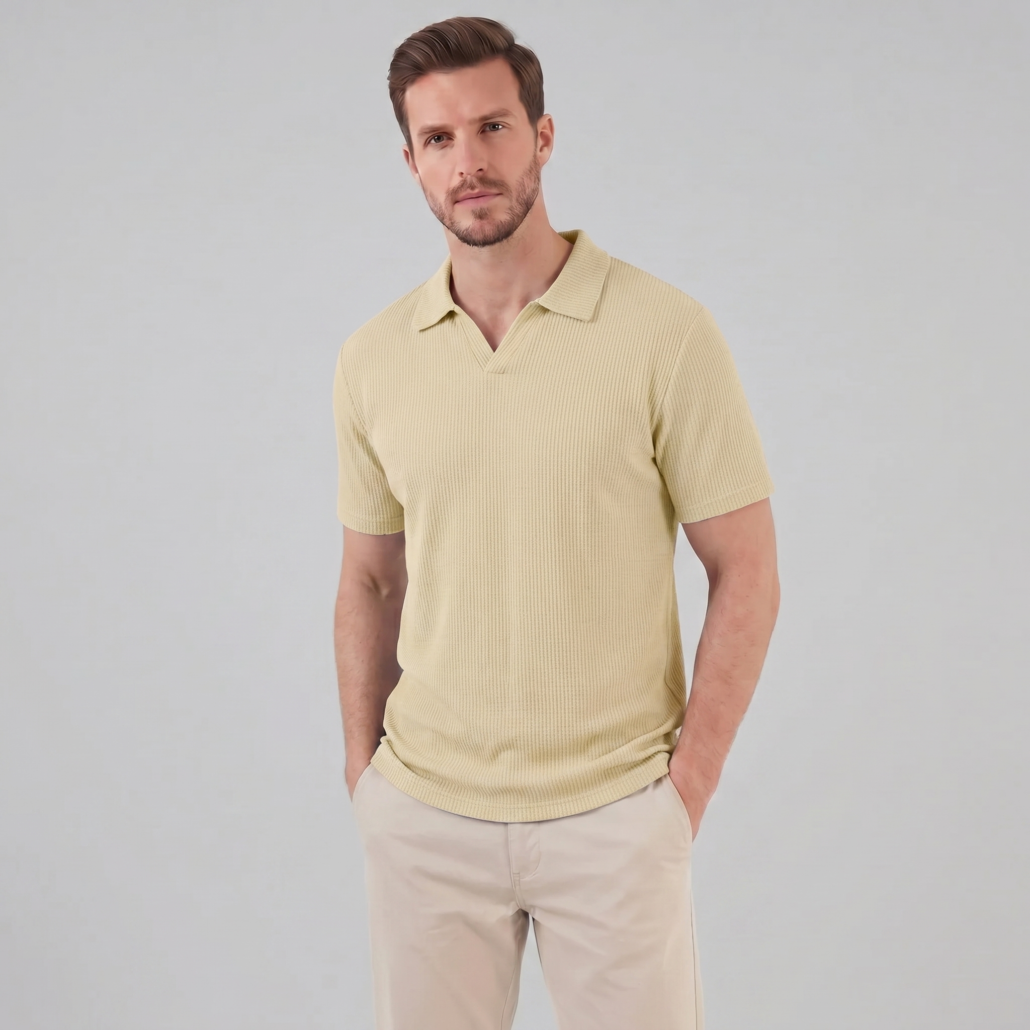 Herren Polohemd Mit Waffelstrick
