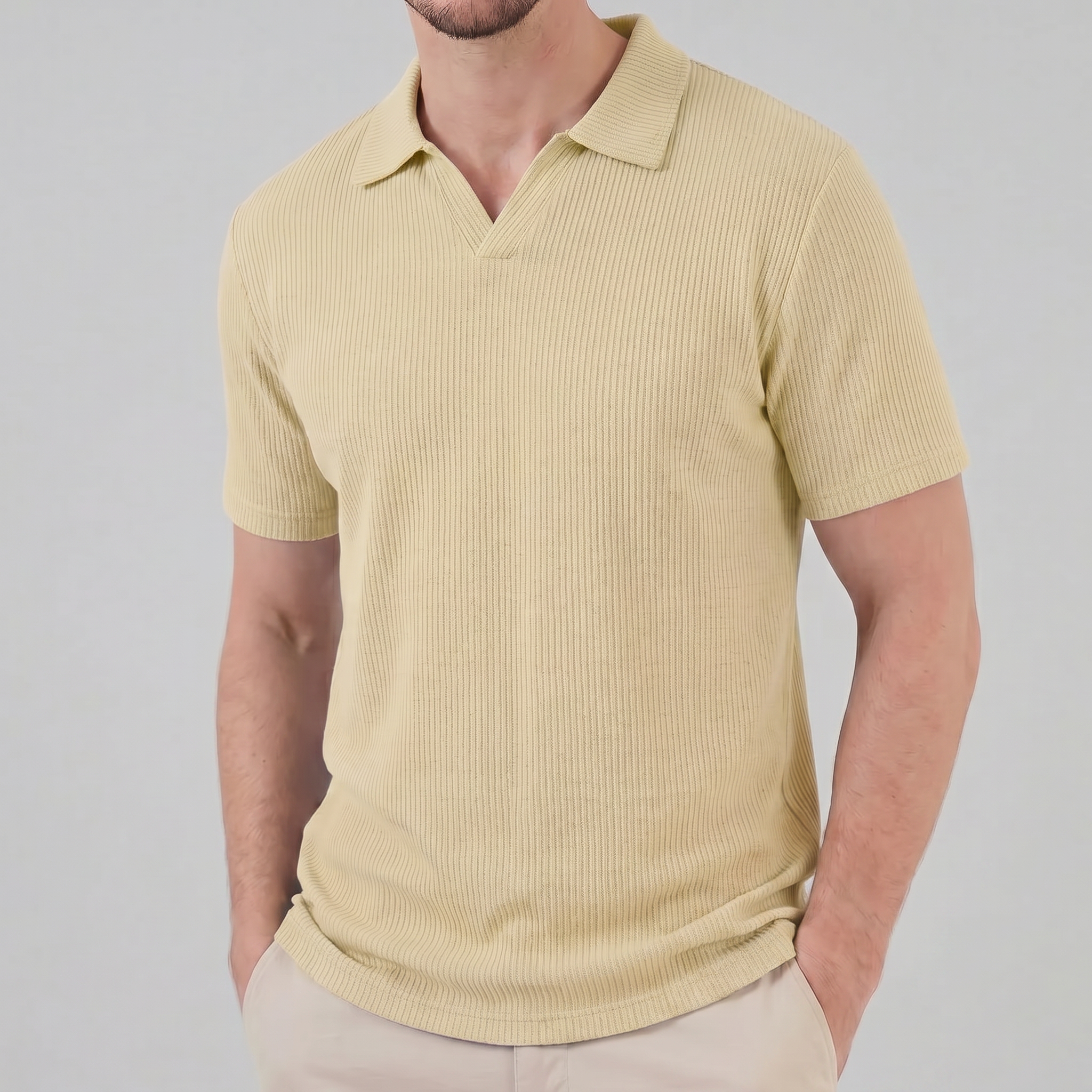 Herren Polohemd Mit Waffelstrick