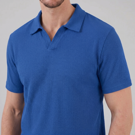 Herren Polohemd Mit Waffelstrick
