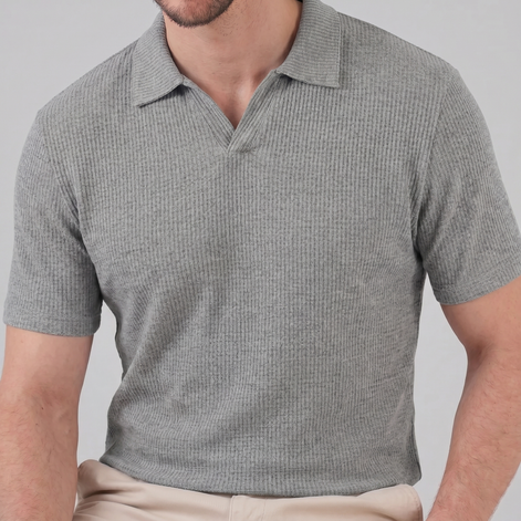 Herren Polohemd Mit Waffelstrick