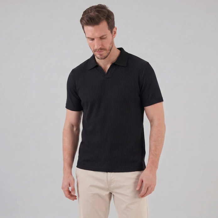 Herren Polohemd Mit Waffelstrick