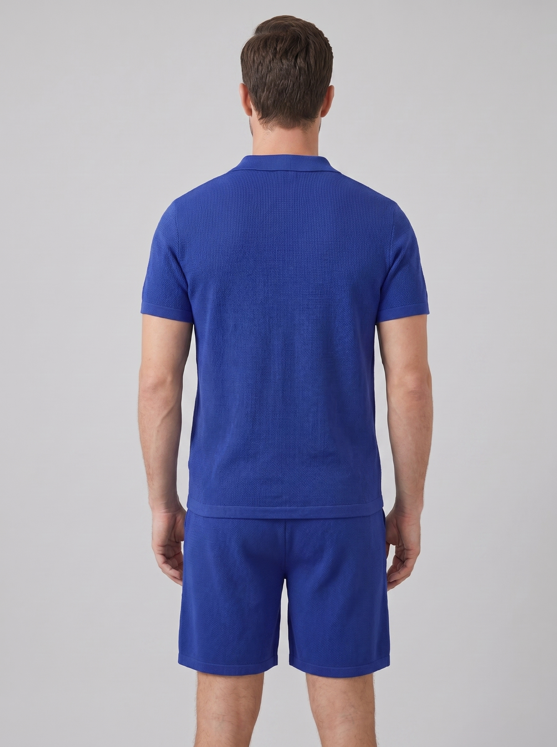 Herren Waffelstrick Polo und Shorts Set