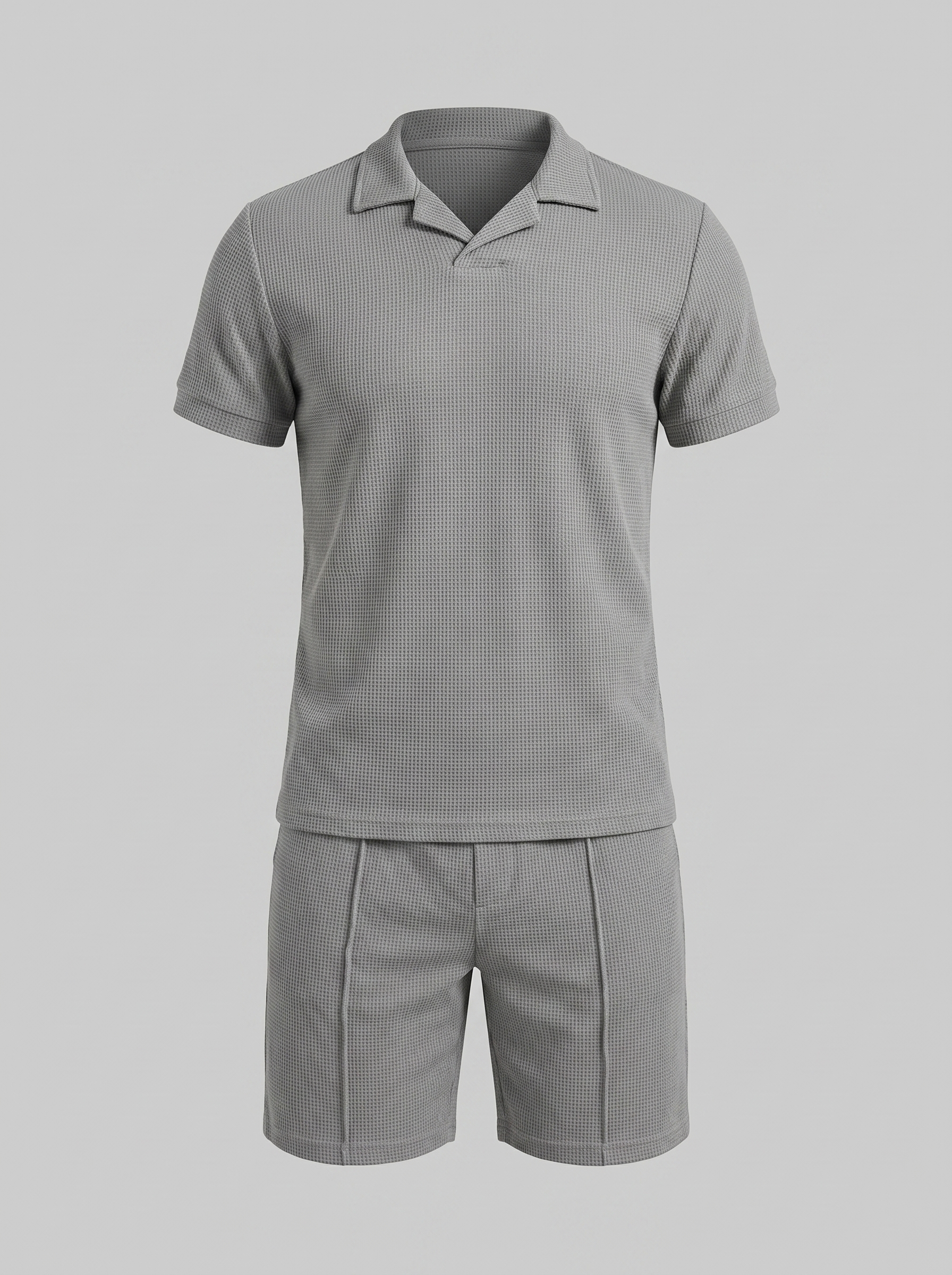Herren Waffelstrick Polo und Shorts Set