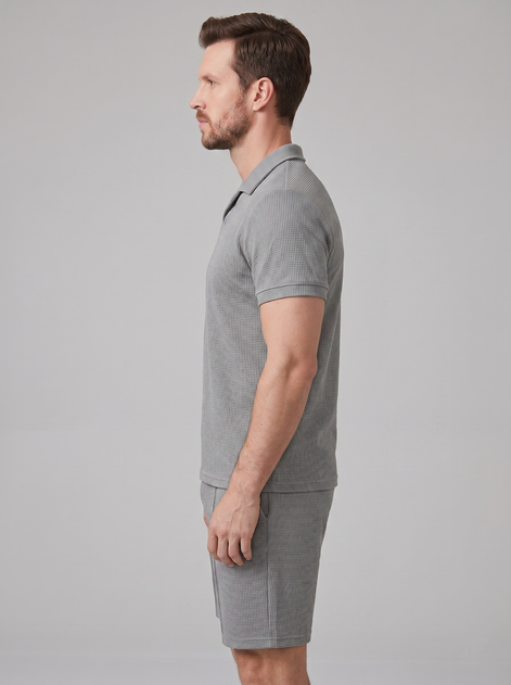 Herren Waffelstrick Polo und Shorts Set