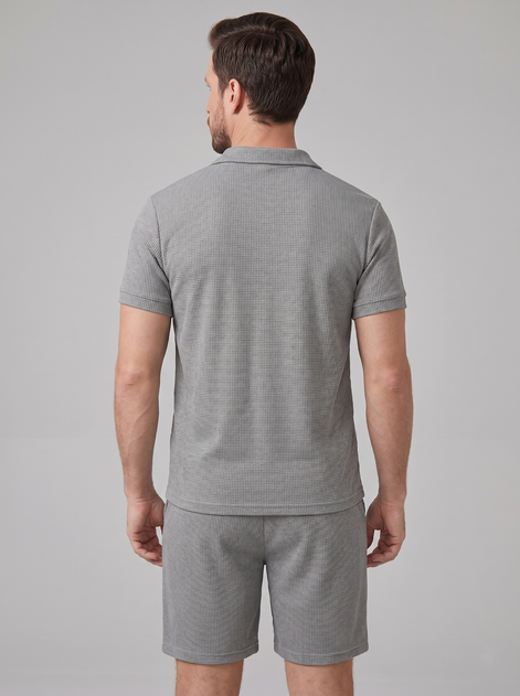Herren Waffelstrick Polo und Shorts Set