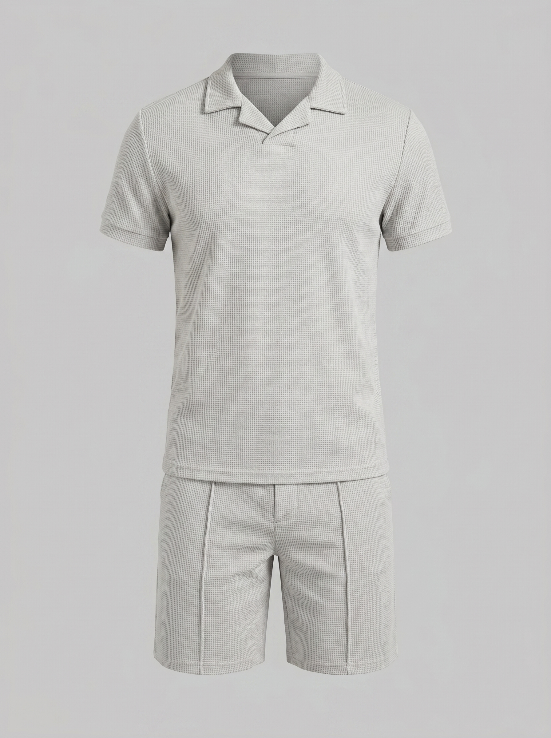 Herren Waffelstrick Polo und Shorts Set