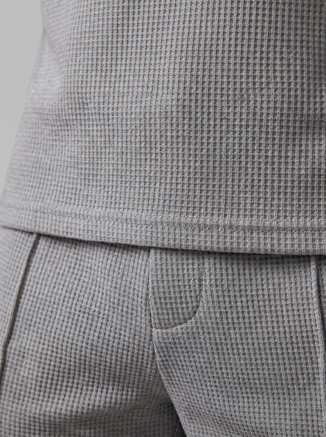 Herren Waffelstrick Polo und Shorts Set