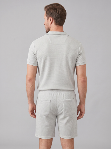 Herren Waffelstrick Polo und Shorts Set