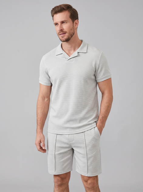 Herren Waffelstrick Polo und Shorts Set