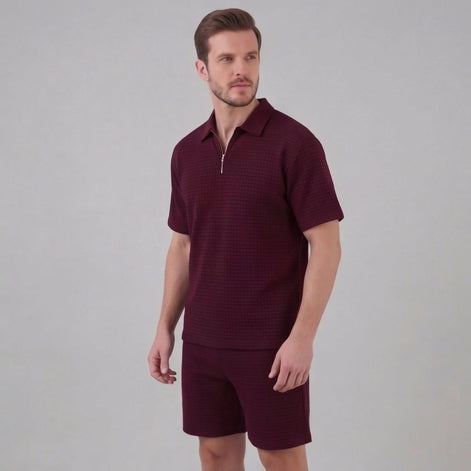 Herren Waffelstrick Kurzes Outfit Sommer Set