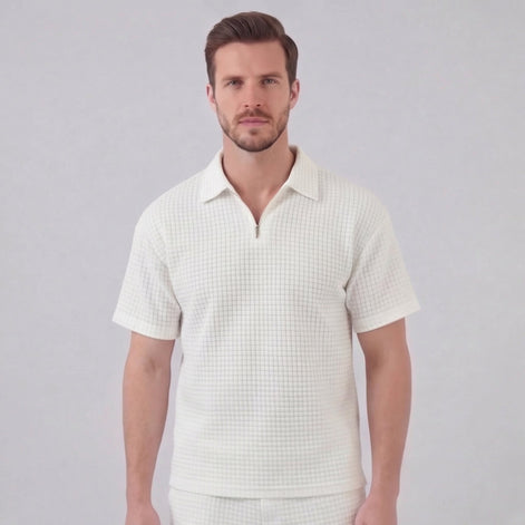 Herren Waffelstrick Kurzes Outfit Sommer Set