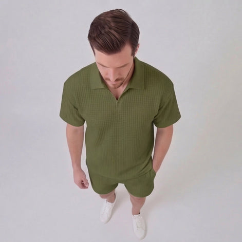 Herren Waffelstrick Kurzes Outfit Sommer Set