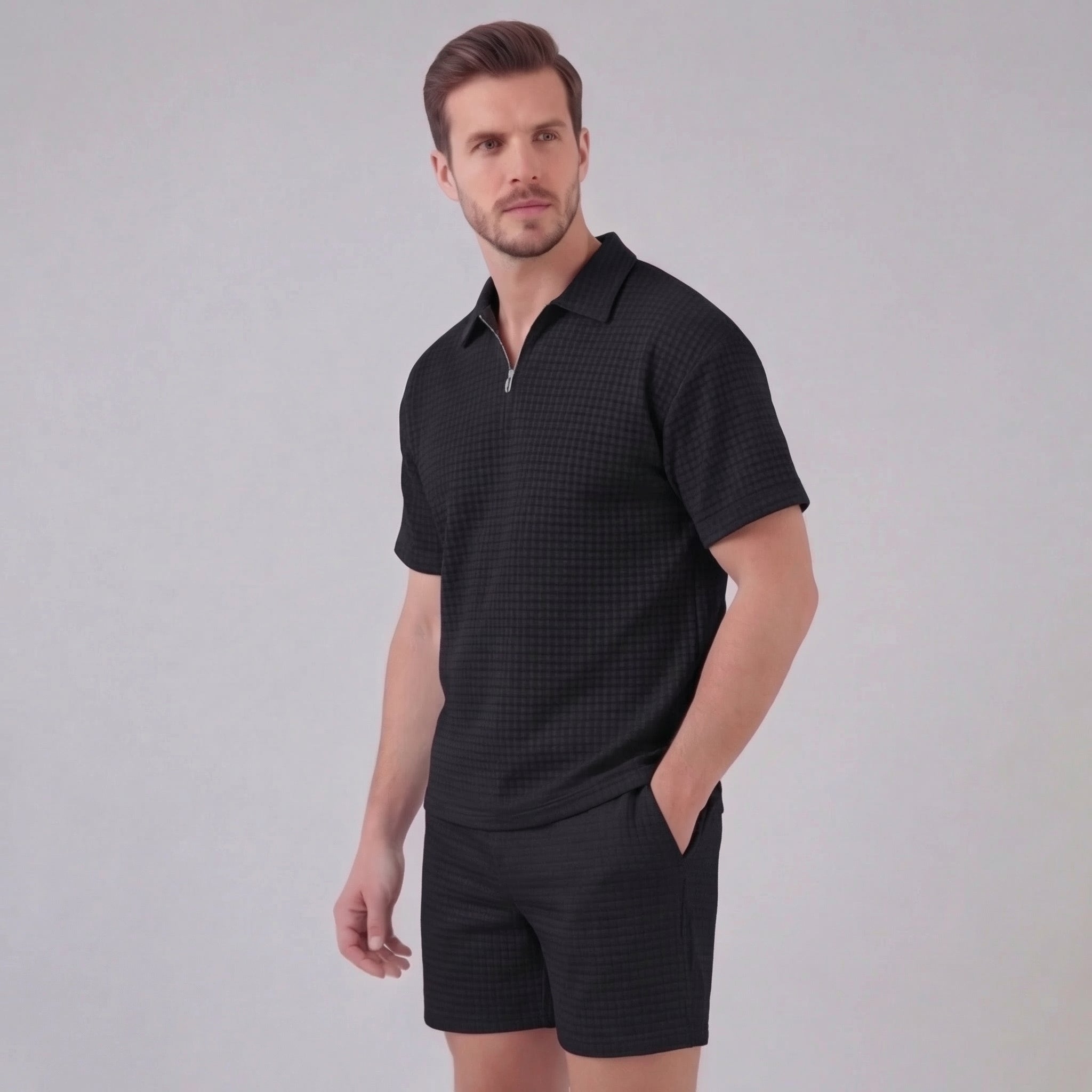 Herren Waffelstrick Kurzes Outfit Sommer Set
