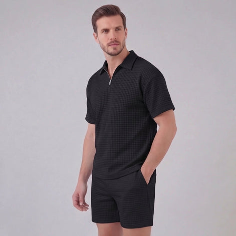 Herren Waffelstrick Kurzes Outfit Sommer Set