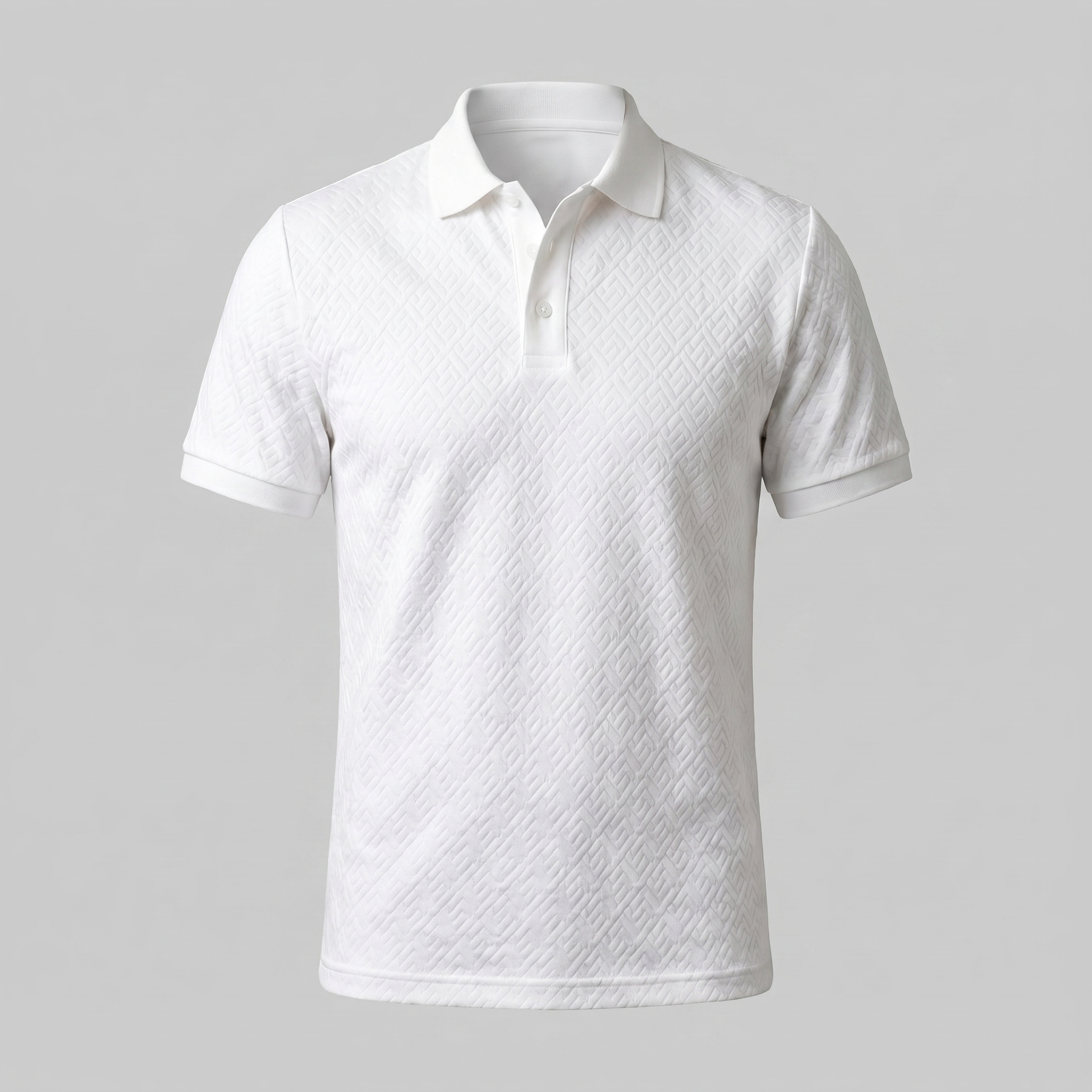 Herren Weißes Texturiertes Poloshirt