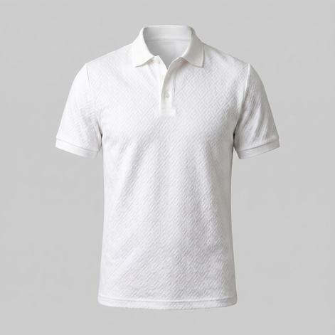 Herren Weißes Texturiertes Poloshirt