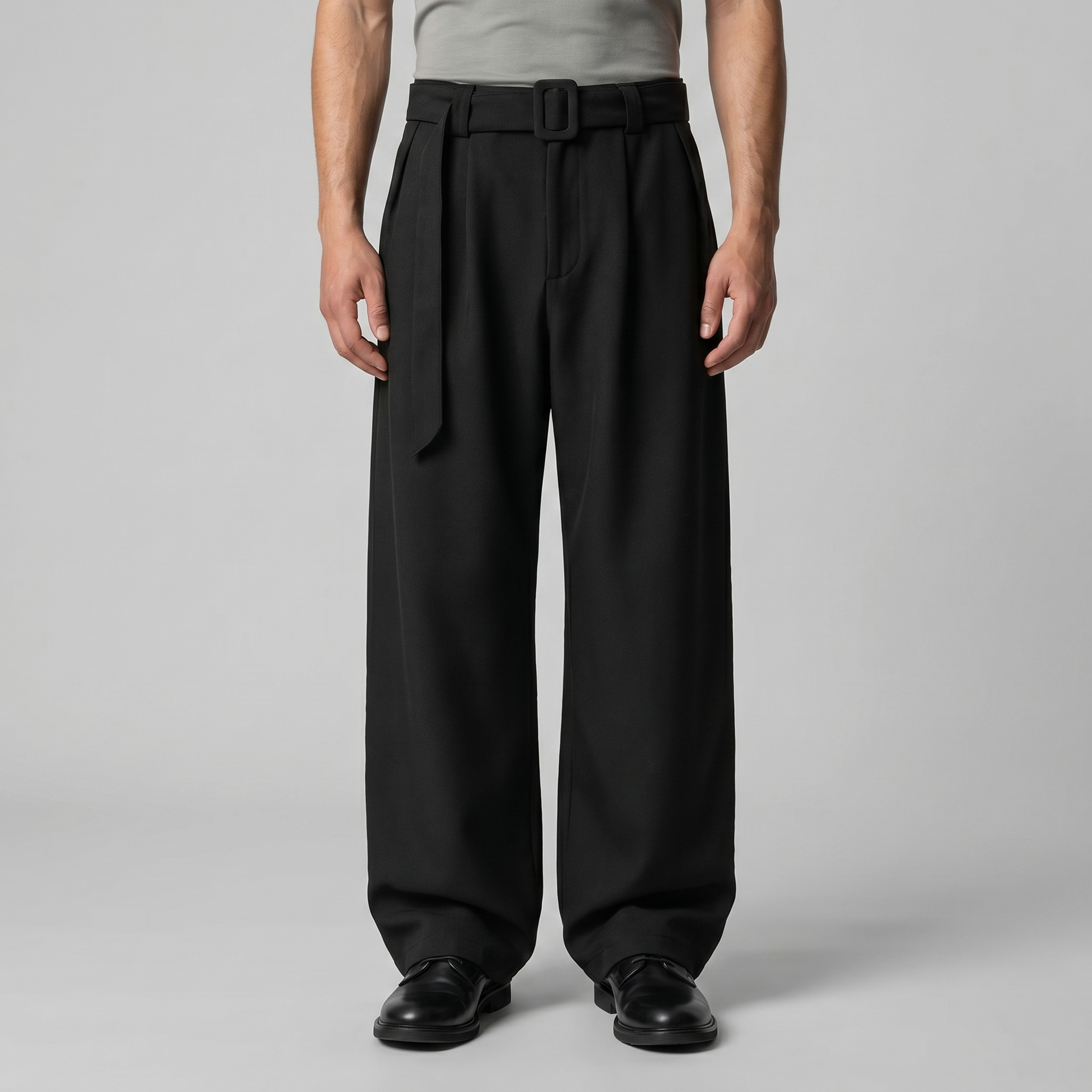 Herrenhose Mit Weitem Bein Und Gürtel Maßgeschneidert