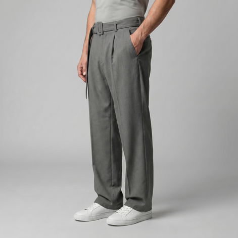 Herrenhose Mit Weitem Bein Und Gürtel Maßgeschneidert