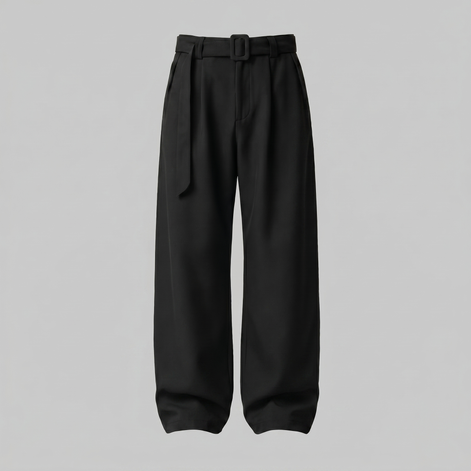 Herrenhose Mit Weitem Bein Und Gürtel Maßgeschneidert