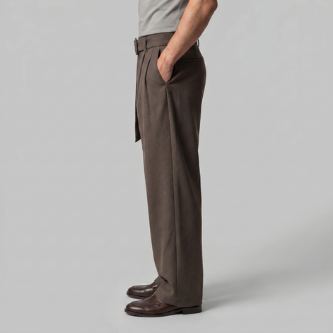 Herrenhose Mit Weitem Bein Und Gürtel Maßgeschneidert