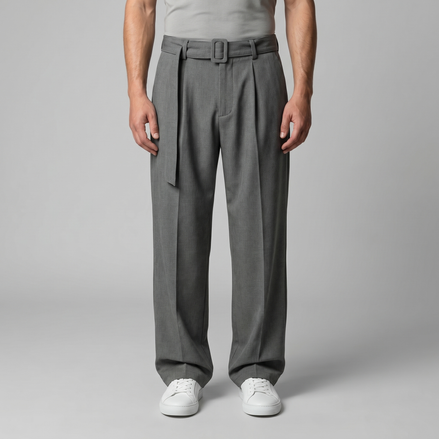 Herrenhose Mit Weitem Bein Und Gürtel Maßgeschneidert