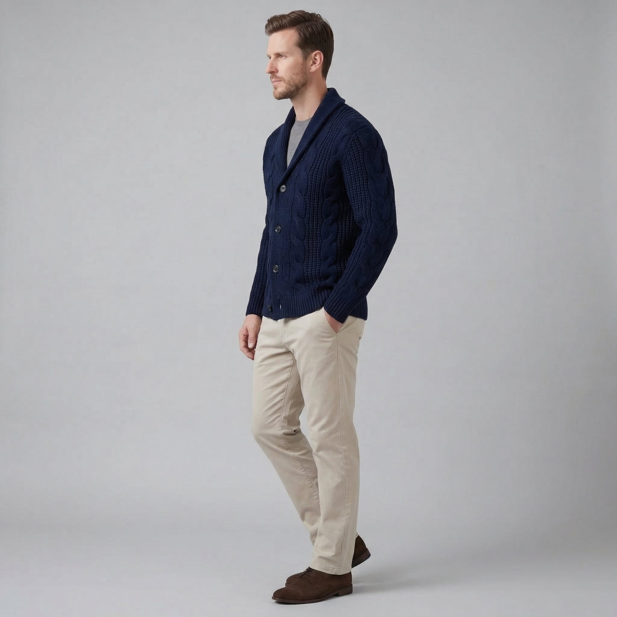 Herren Wollstrickcardigan