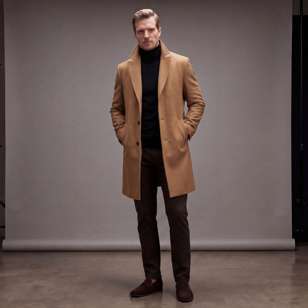 Herren Wollmantel Klassischer Langmantel