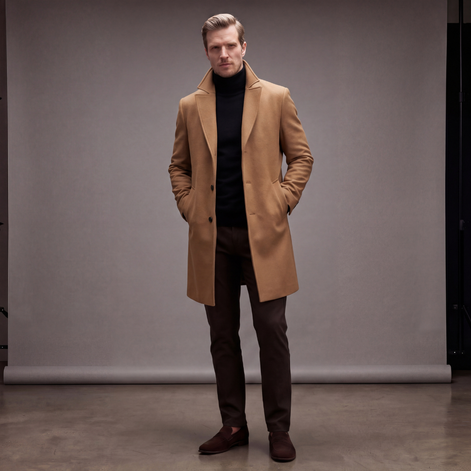 Herren Wollmantel Klassischer Langmantel