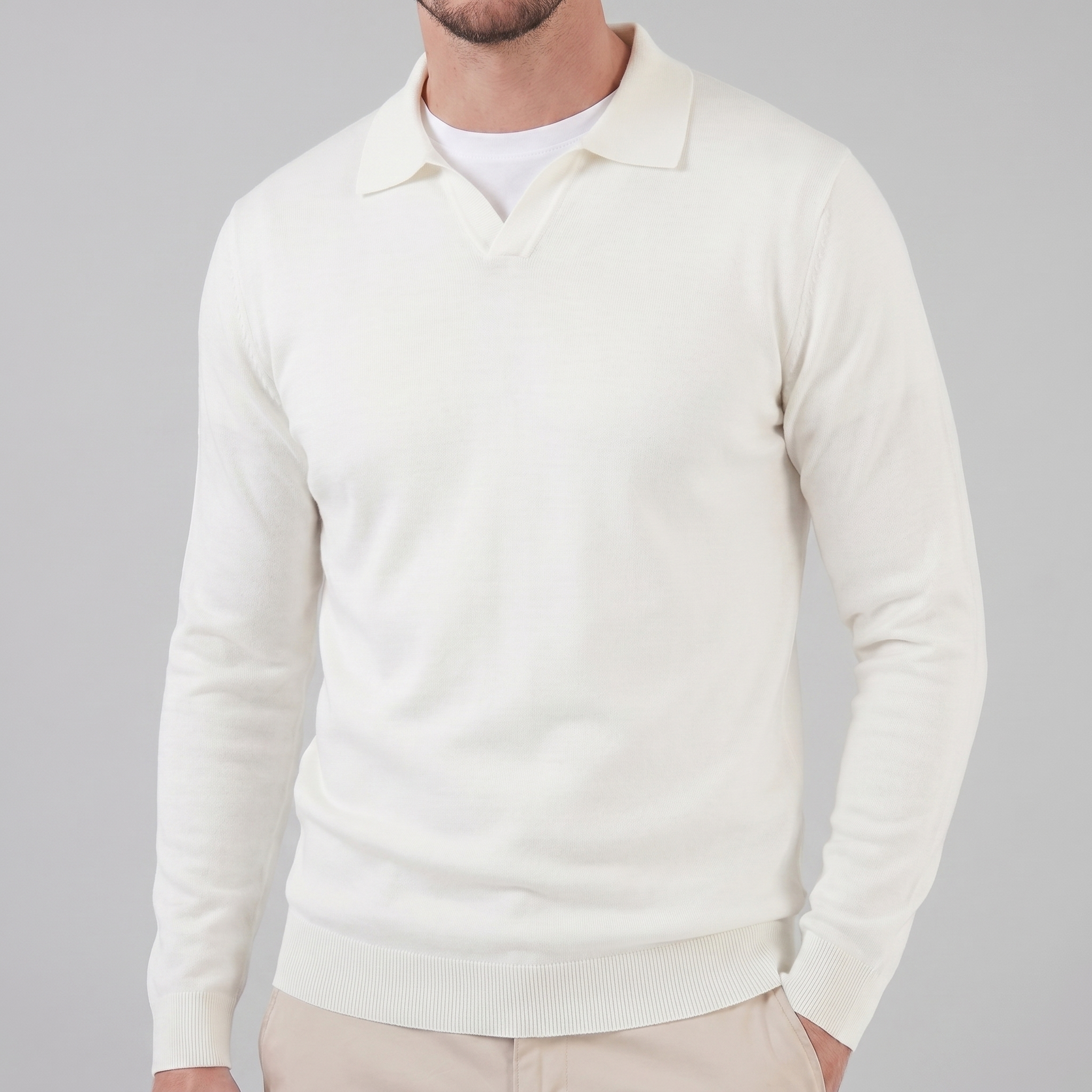 Herren Woll Polo Mit V Ausschnitt