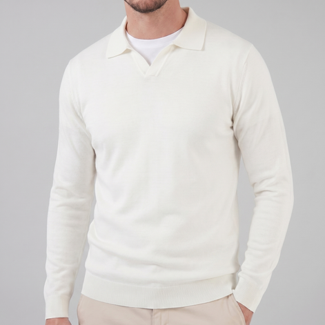 Herren Woll Polo Mit V Ausschnitt