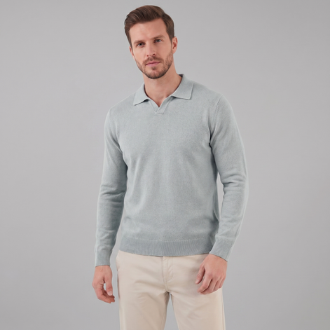 Herren Woll Polo Mit V Ausschnitt
