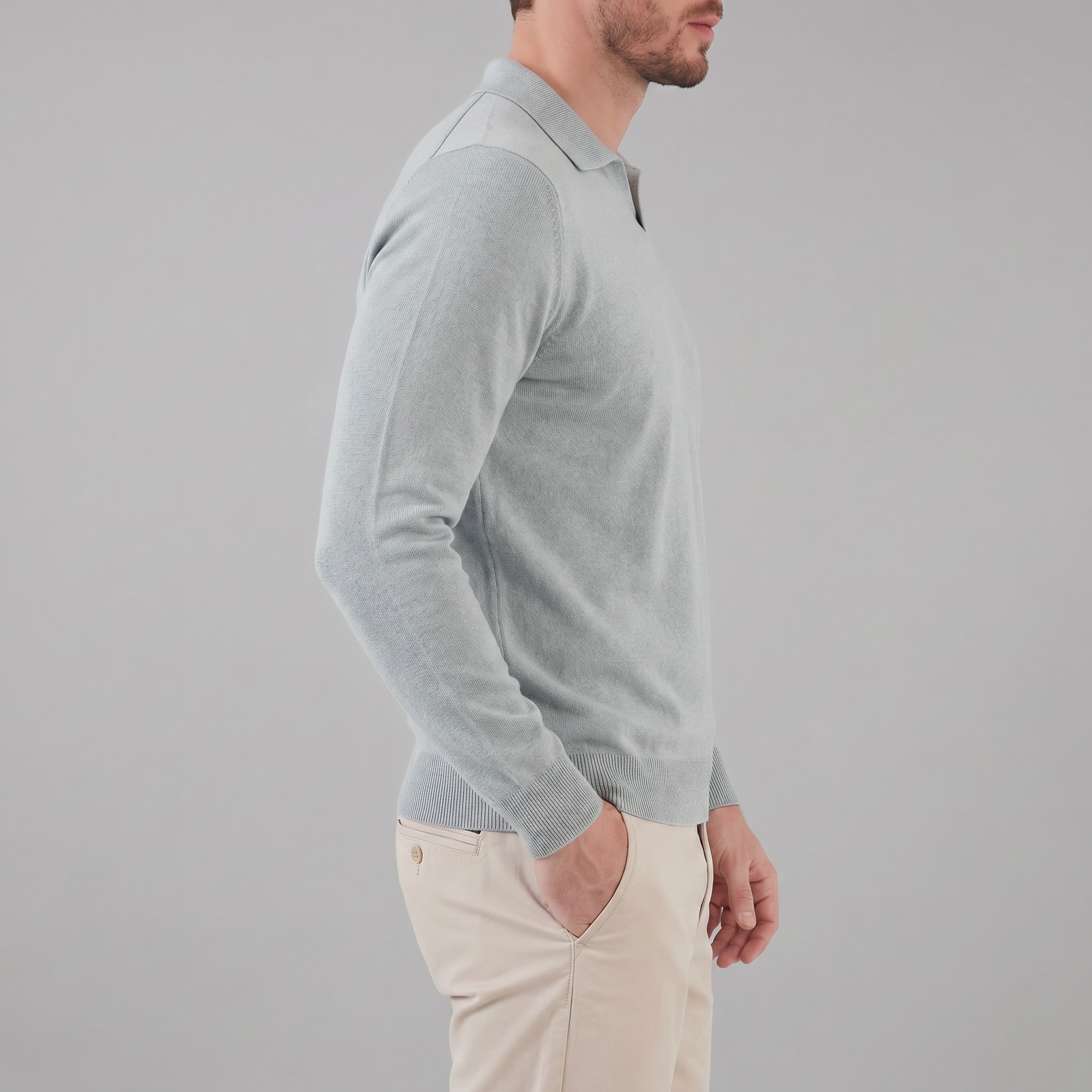 Herren Woll Polo Mit V Ausschnitt