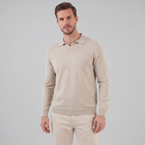 Herren Woll Polo Mit V Ausschnitt