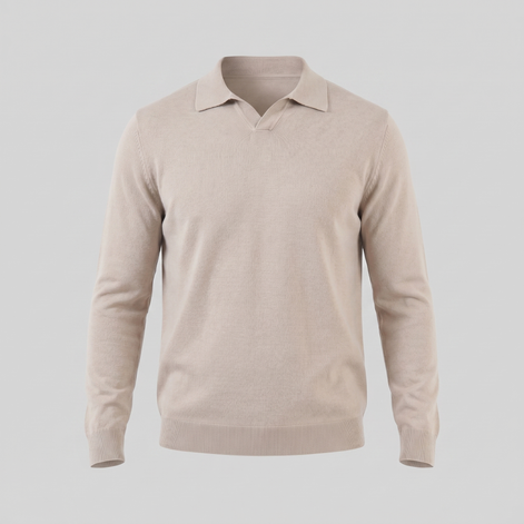 Herren Woll Polo Mit V Ausschnitt