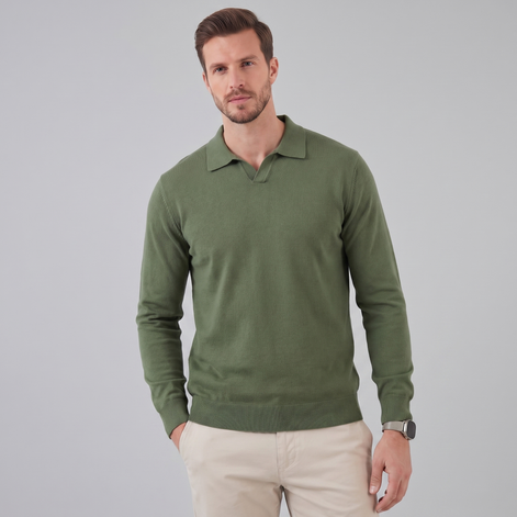 Herren Woll Polo Mit V Ausschnitt