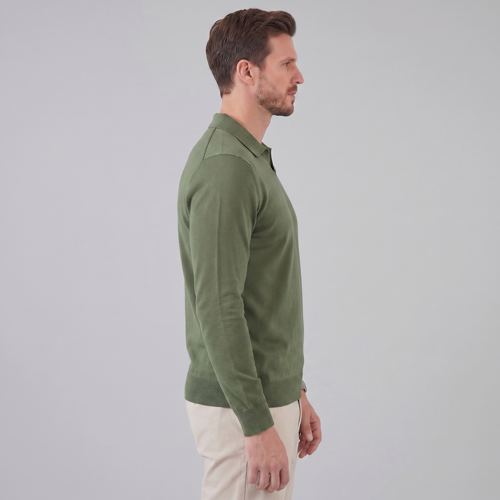 Herren Woll Polo Mit V Ausschnitt