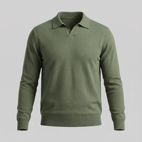 Herren Woll Polo Mit V Ausschnitt