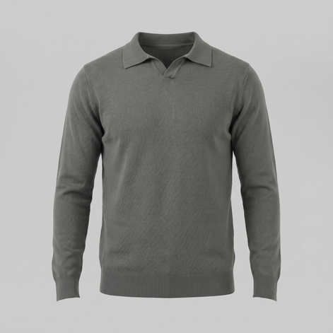 Herren Woll Polo Mit V Ausschnitt
