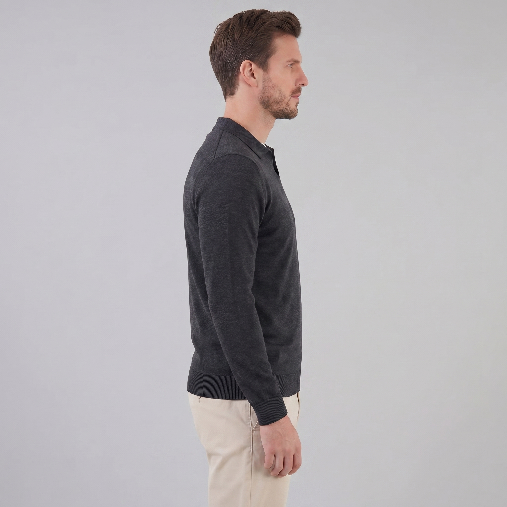 Herren Woll Polo Mit V Ausschnitt