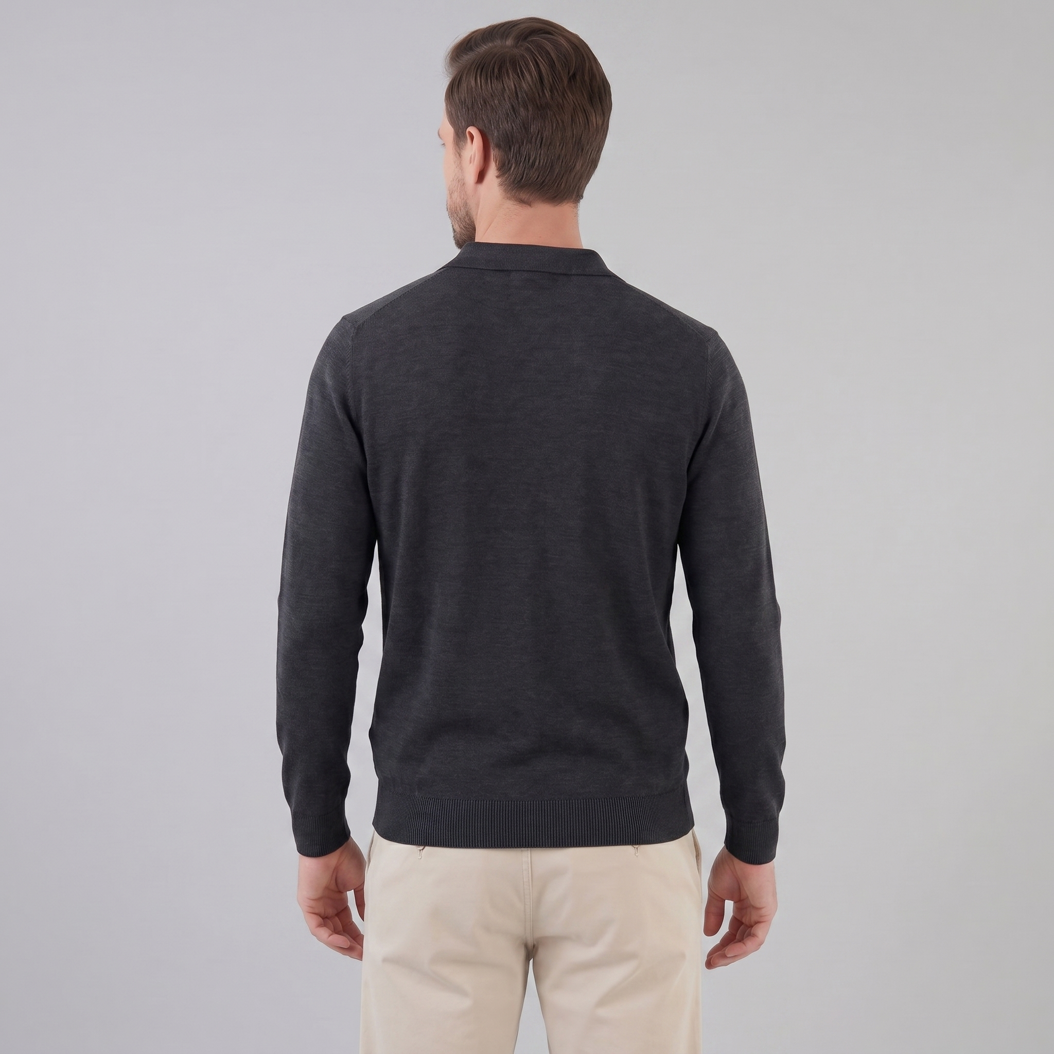 Herren Woll Polo Mit V Ausschnitt