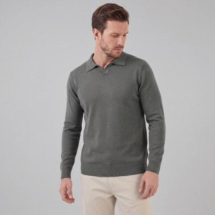 Herren Woll Polo Mit V Ausschnitt