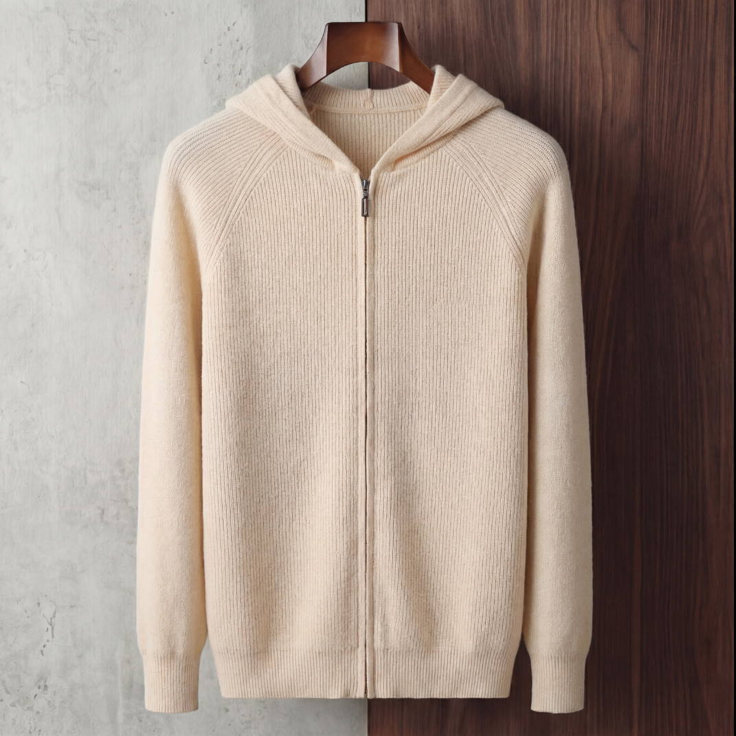 Herren Woll Hoodie Mit Reißverschluss
