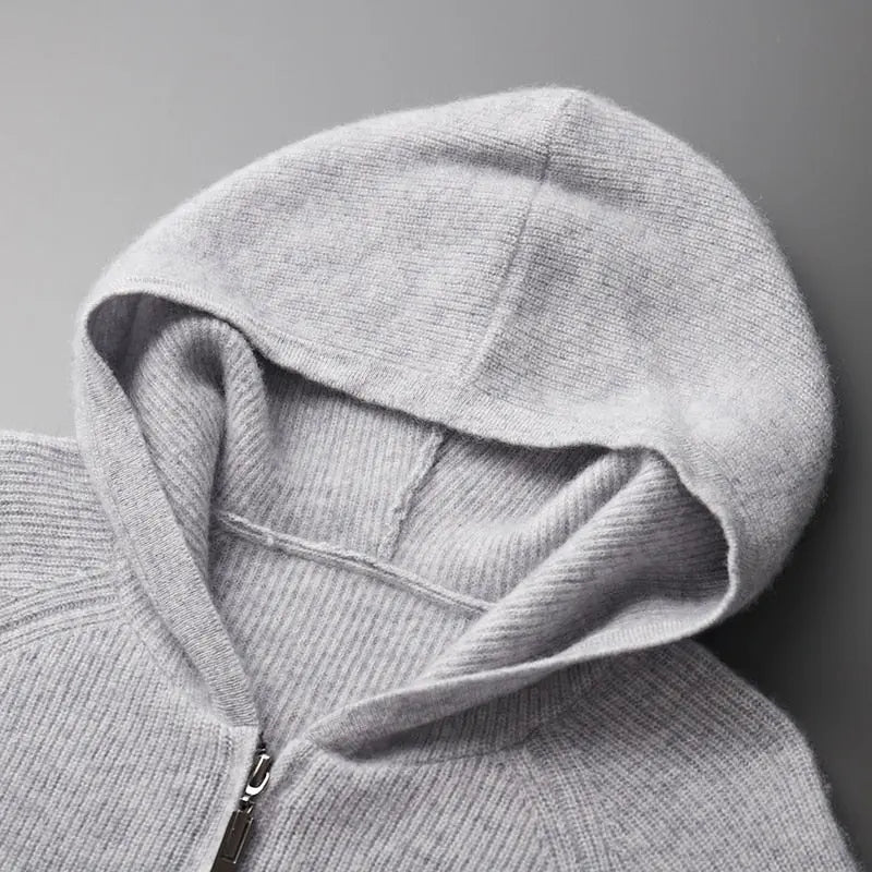 Herren Woll Hoodie Mit Reißverschluss