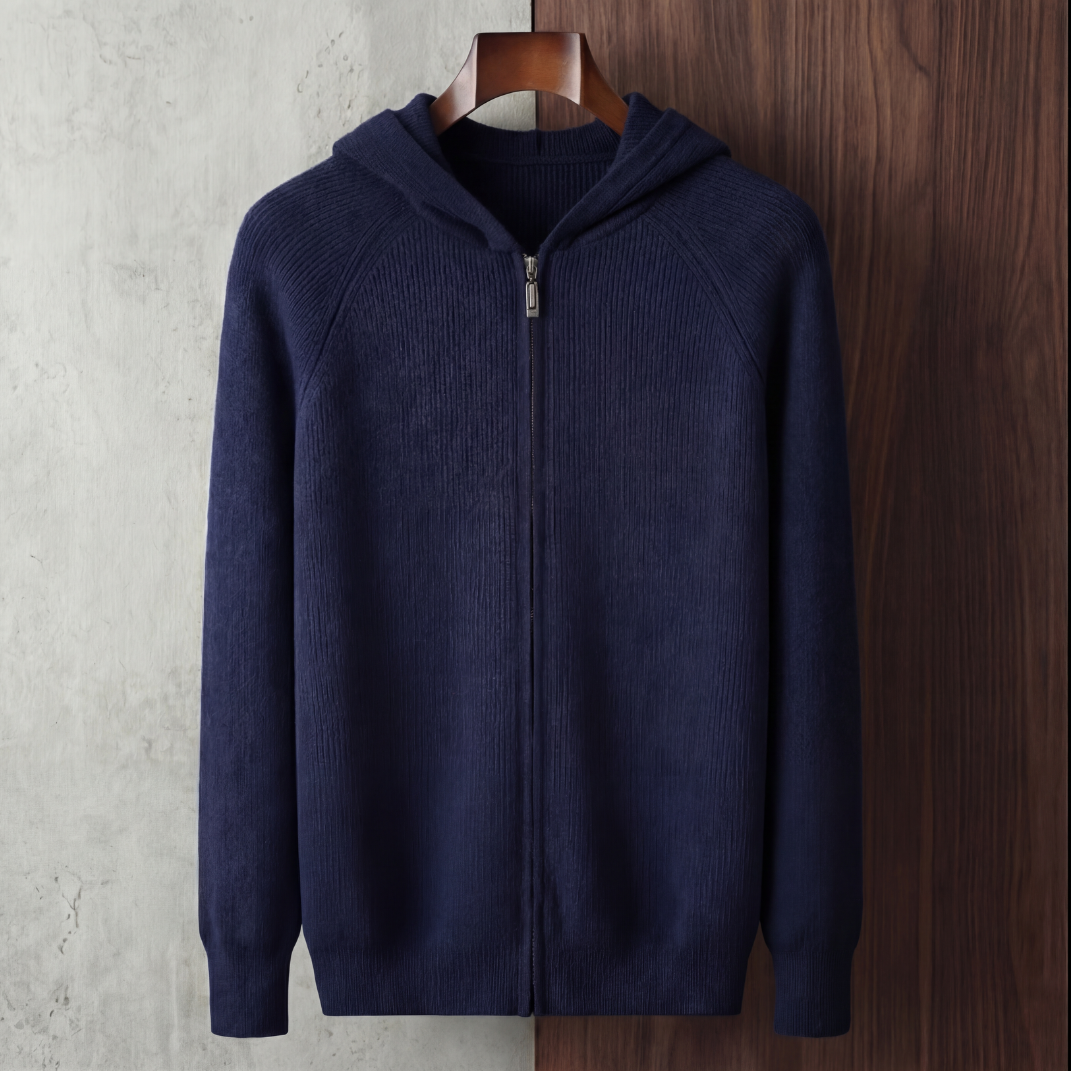 Herren Woll Hoodie Mit Reißverschluss