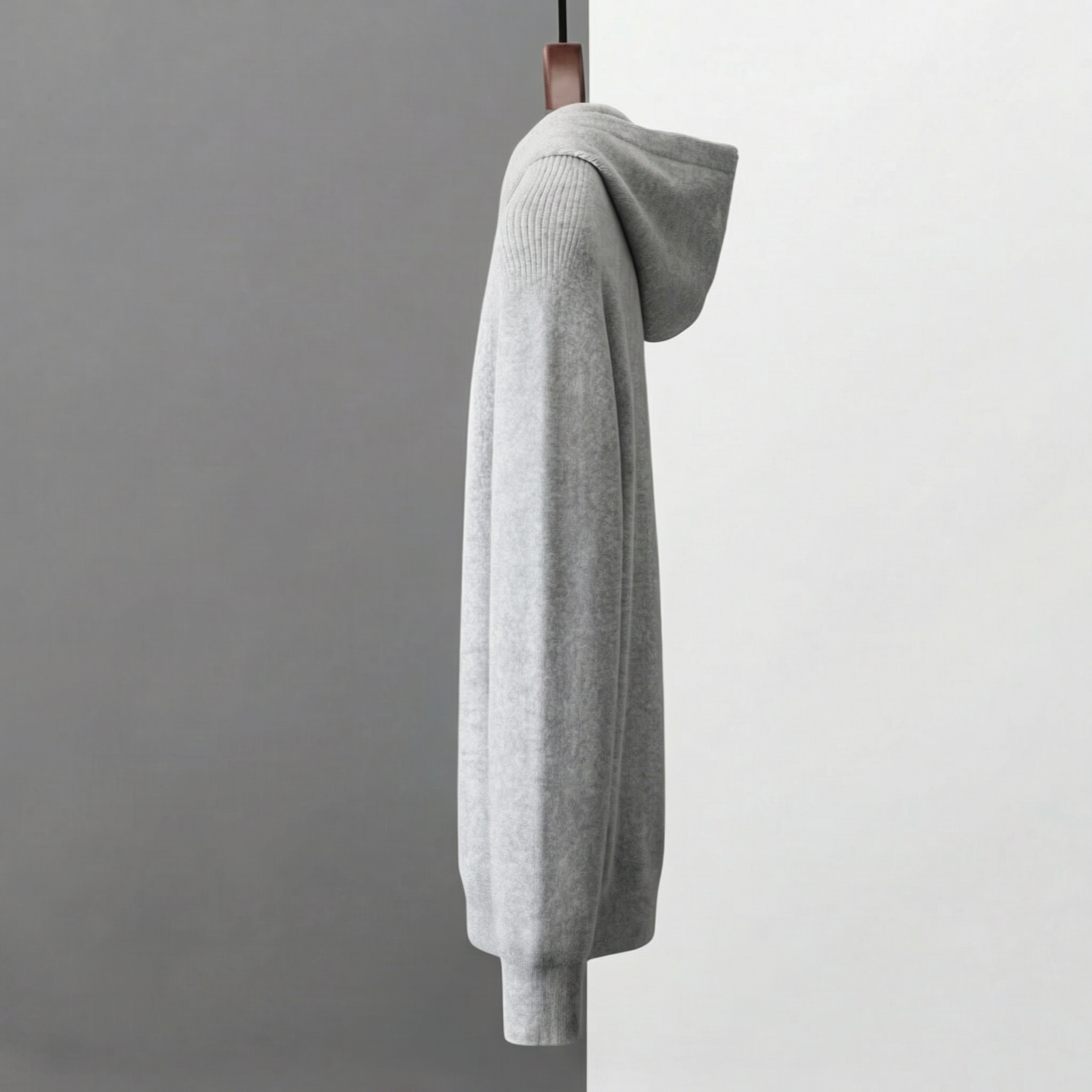Herren Woll Hoodie Mit Reißverschluss