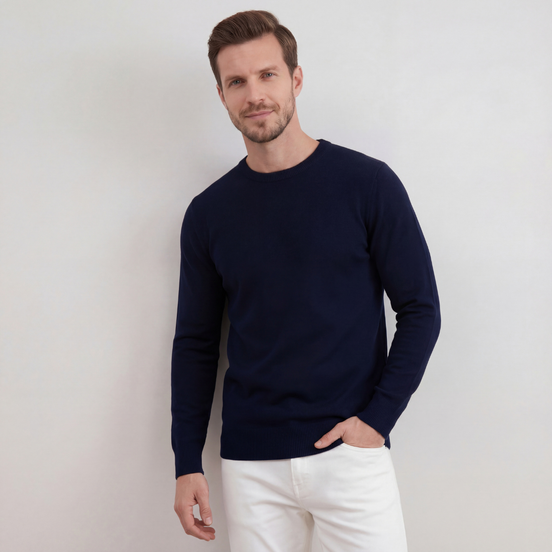 Navyblauer Rundhals Strickpullover